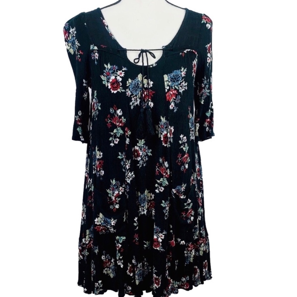 Altar’d State Black Floral Quarter Sleeve Dress